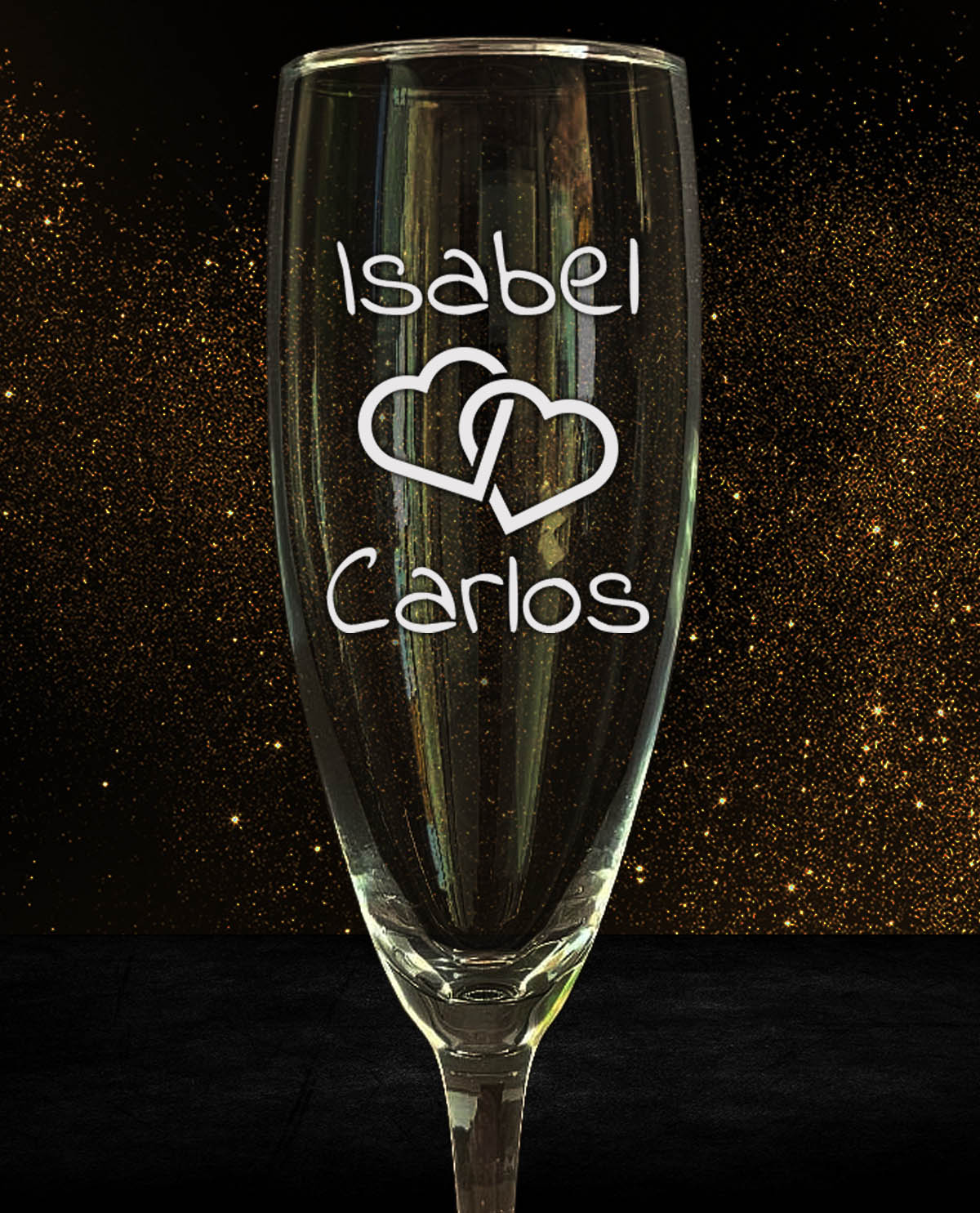 Set de 2 copes de cava personalitzades amb Disseny de Cors Entrelligats