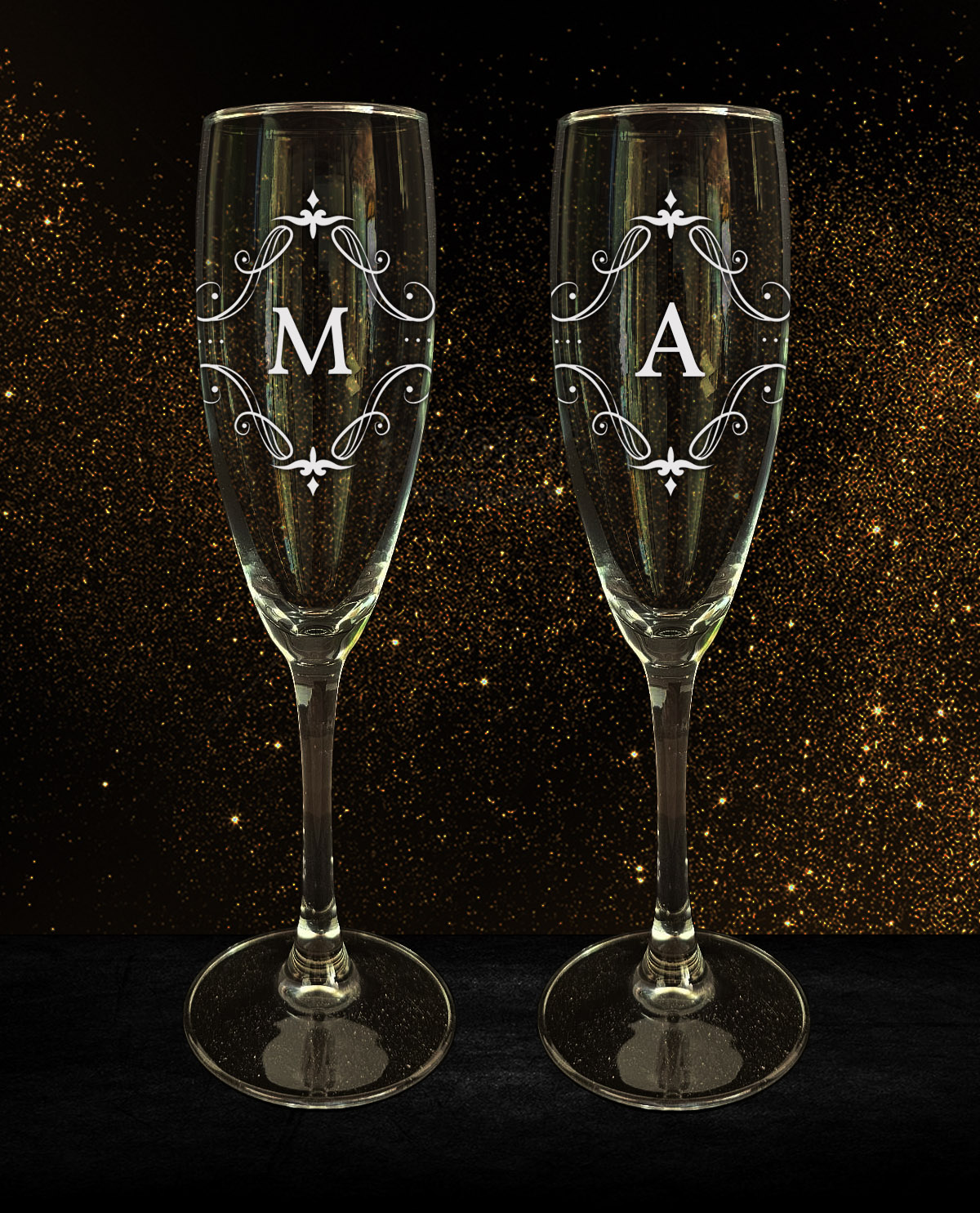 Set de 2 copes de cava personalitzades amb Disseny Inicial Vintage