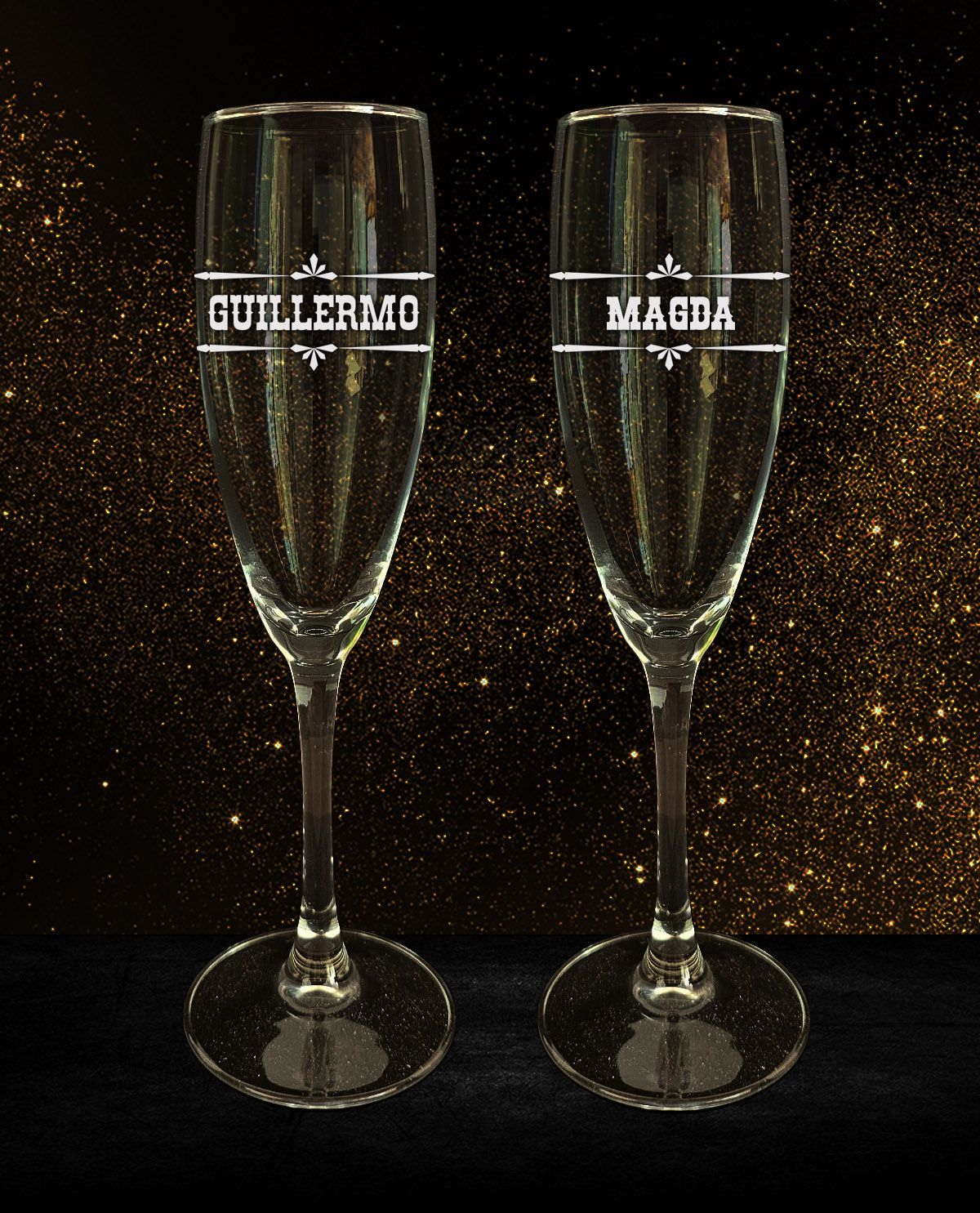 Set de 2 copes de cava personalitzades amb Disseny Far West
