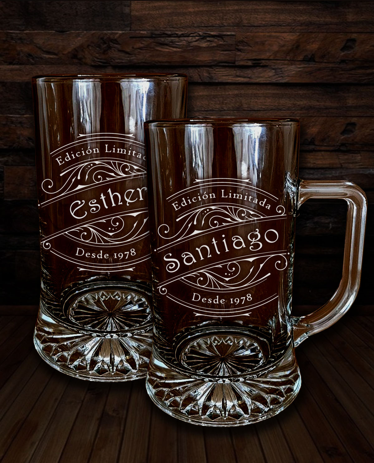 Set de 2 Gerres de Cervesa Personalitzades Disseny Edició Limitada Vintage