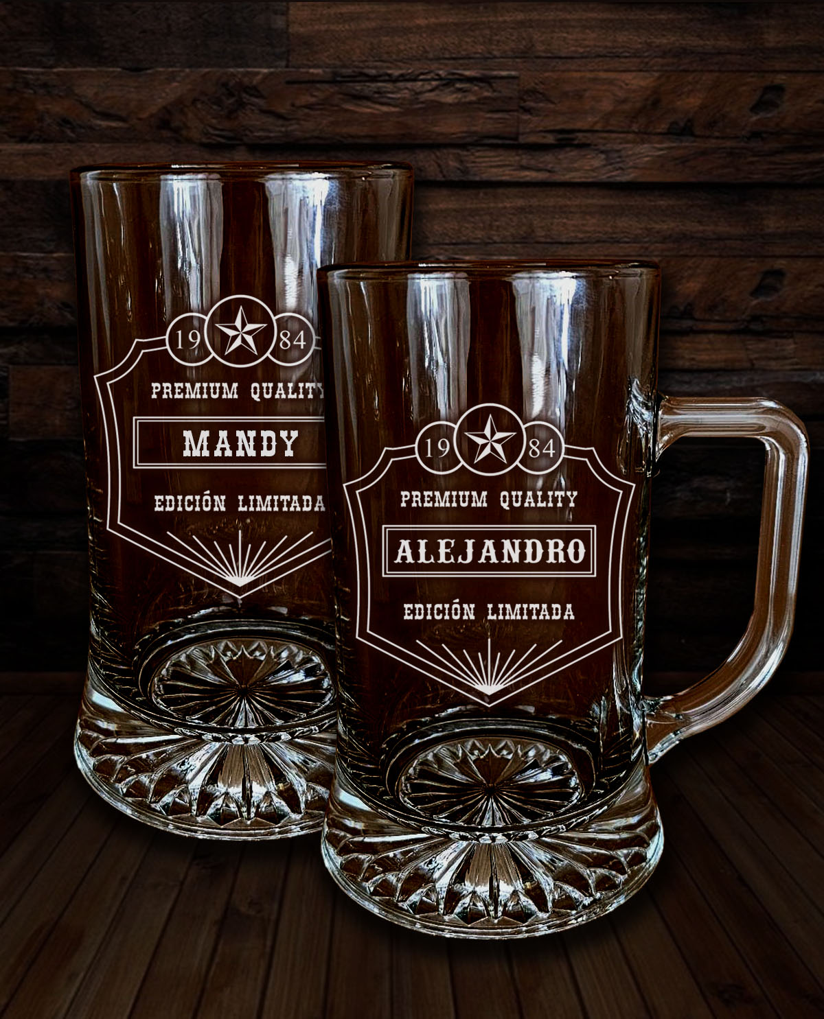 Set de 2 Gerres de Cervesa Personalitzades Disseny Premium Quality