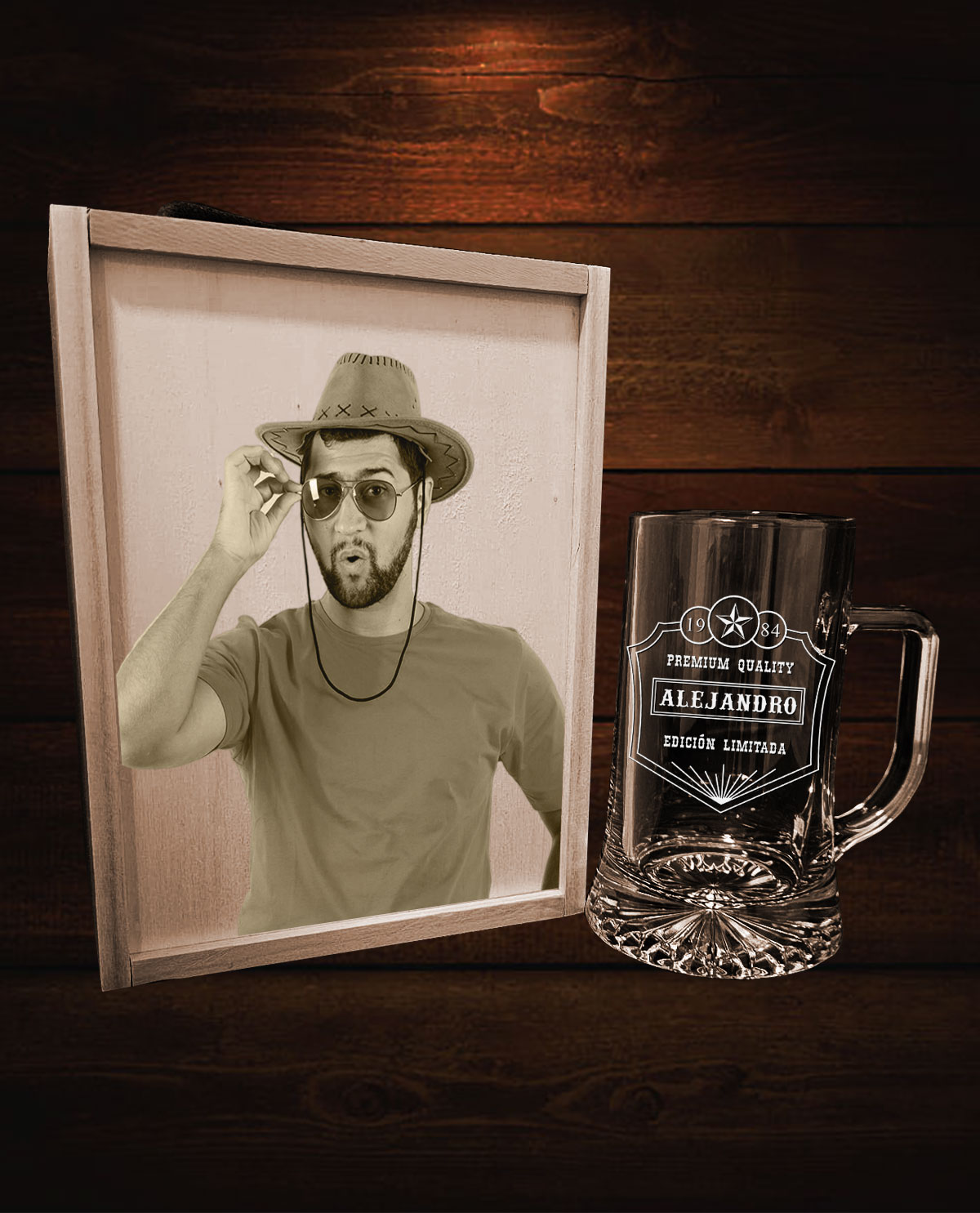 Caixa amb 1 Gerra de Cervesa Personalitzada Disseny Premium Quality