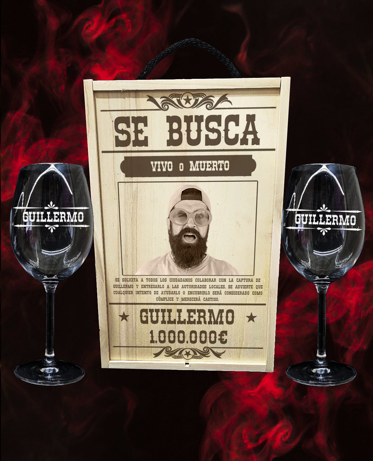 Caixa amb 2 Copes de Vi de Cristall de Bohèmia Premium Personalitzades Disseny Es Busca