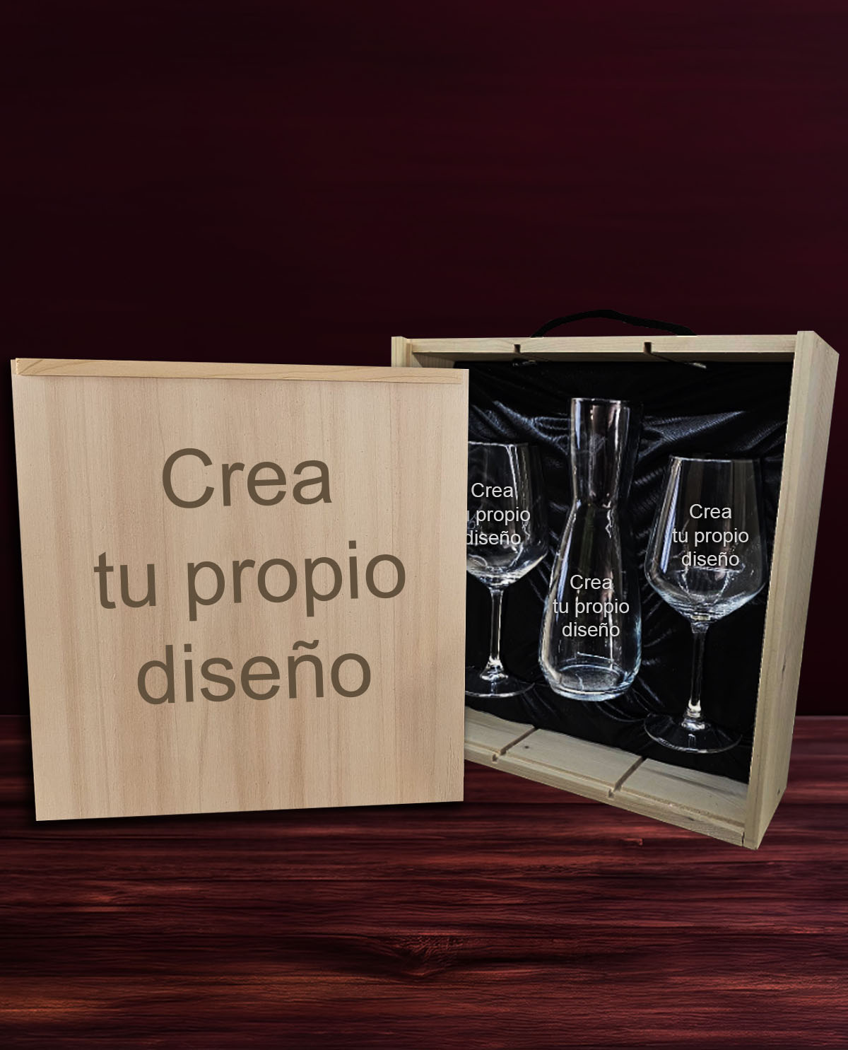 2 Copes de Vi i Decantador amb Caixa Personalitzats