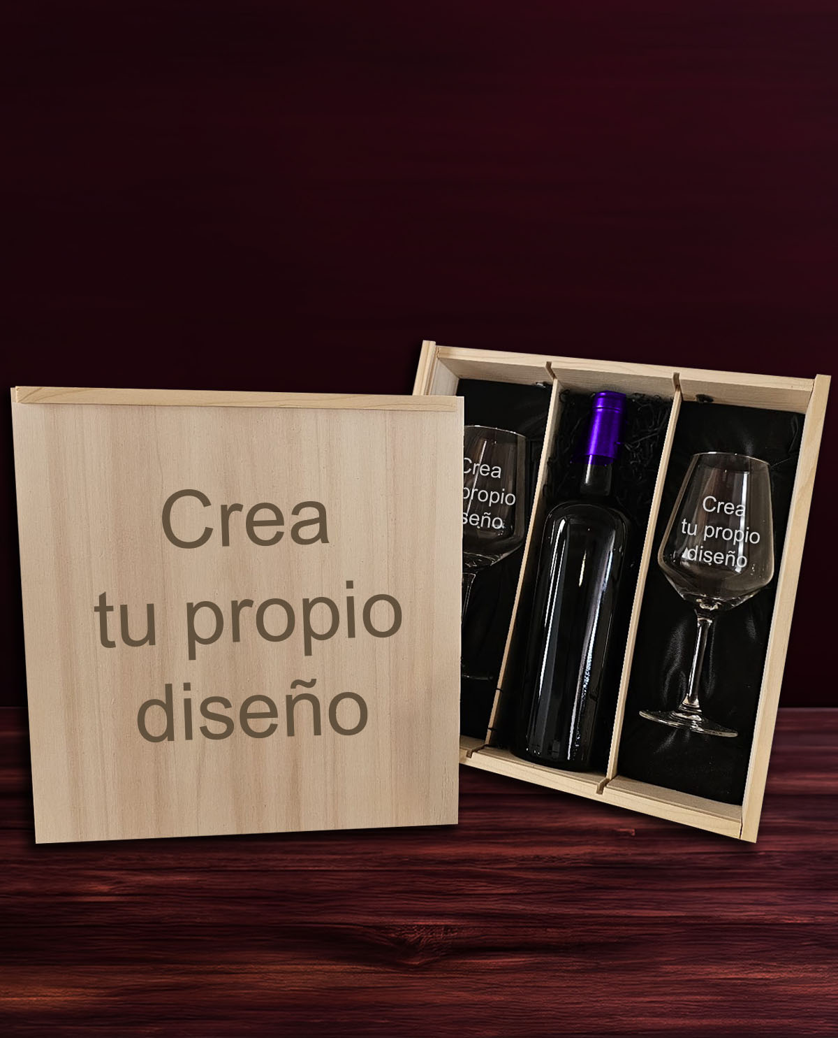 Kit Posa la Teva Ampolla + 2 Copes de Vi Personalitzades