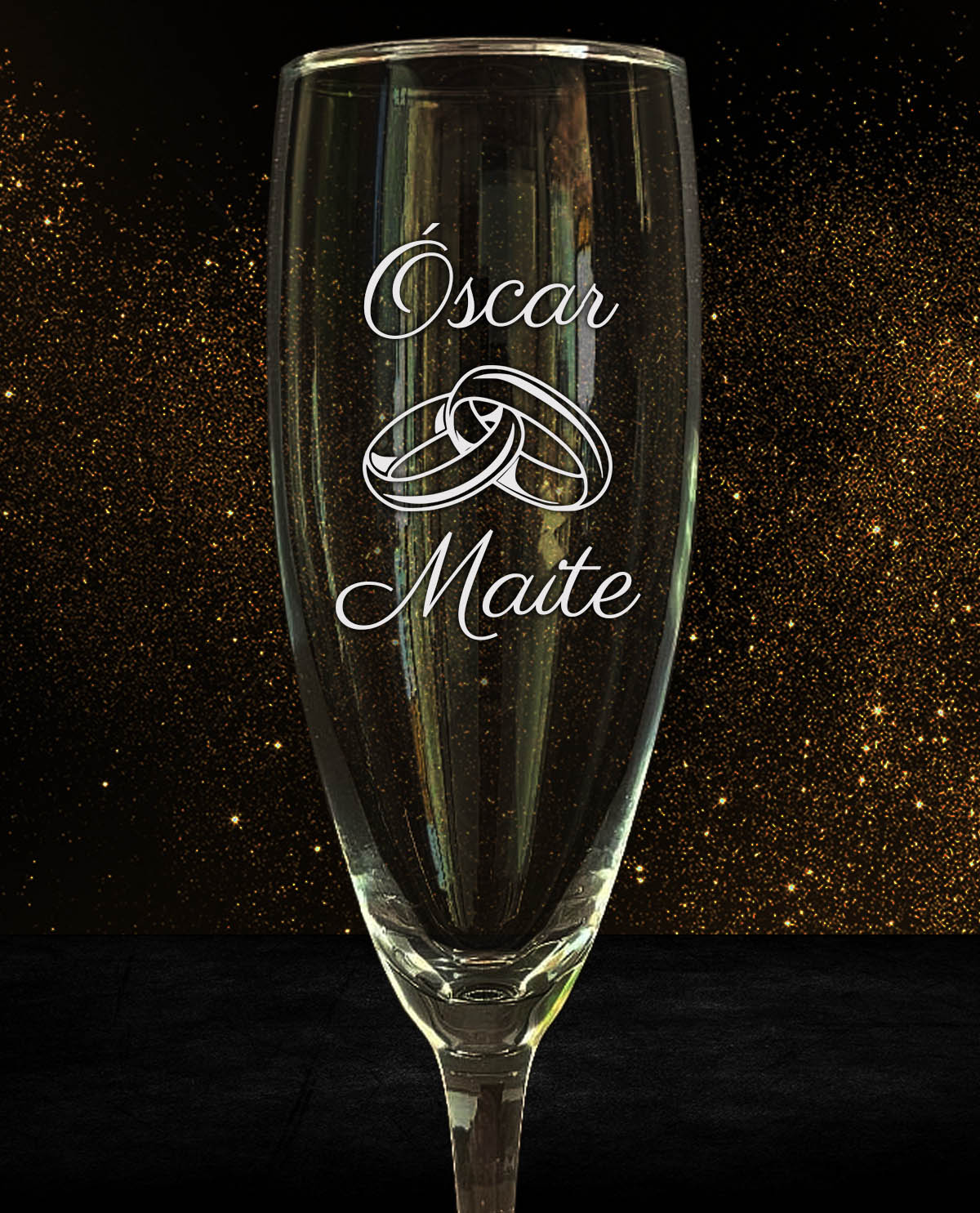 Copa de Cava Personalitzada Disseny Aliances Entrelassades