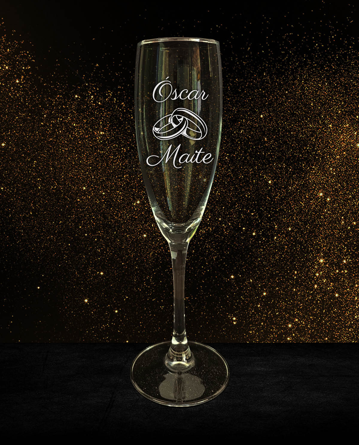 Copa de Cava Personalitzada Disseny Aliances Entrelassades