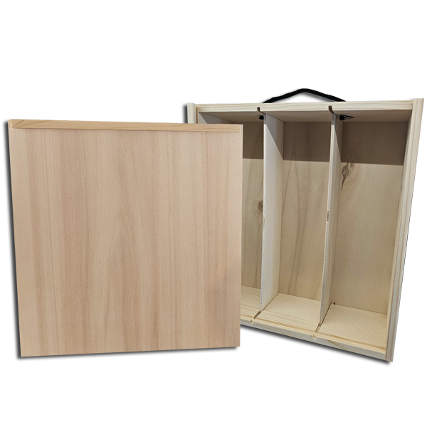 Cajas de madera personalizadas para 3 botellas de vino