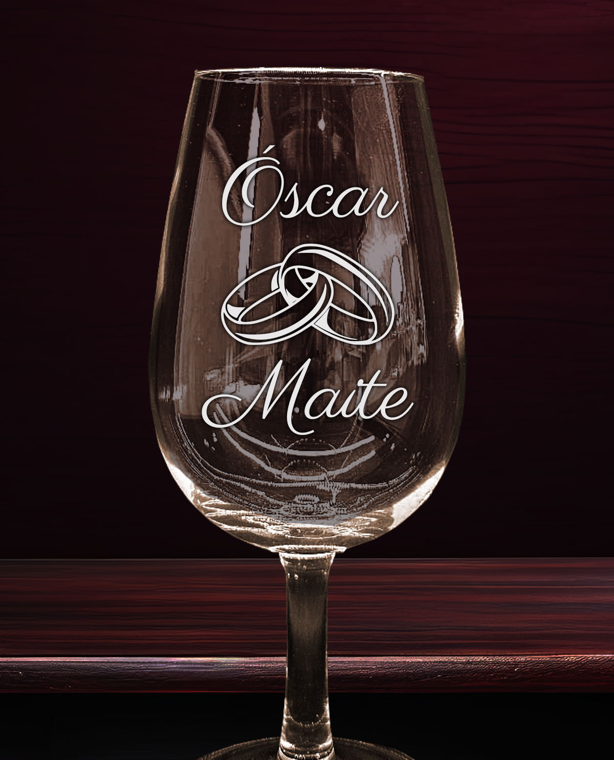 Set de 2 Catavinos Personalizados Diseño Alianzas para Bodas