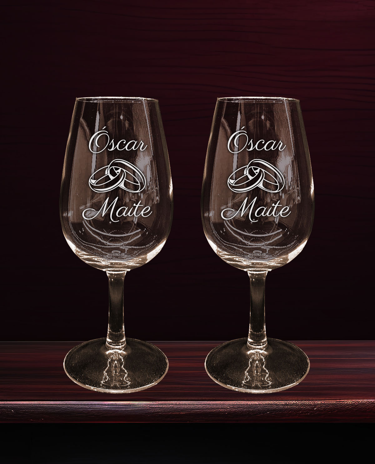 Set de 2 Catavinos Personalizados Diseño Alianzas para Bodas