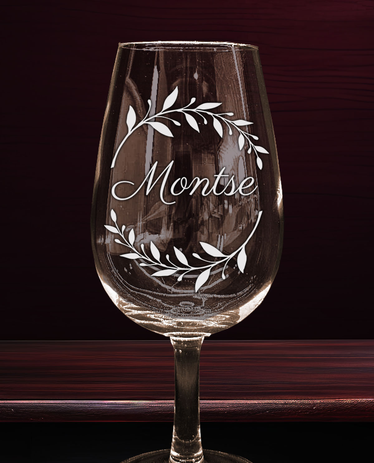 Set de 2 Catavinos Personalizados Diseño Corona de Laurel con Nombre