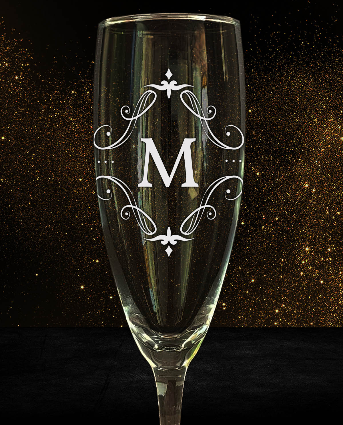Set de 2 Copas de Cava Personalizadas Diseño Inicial Vintage