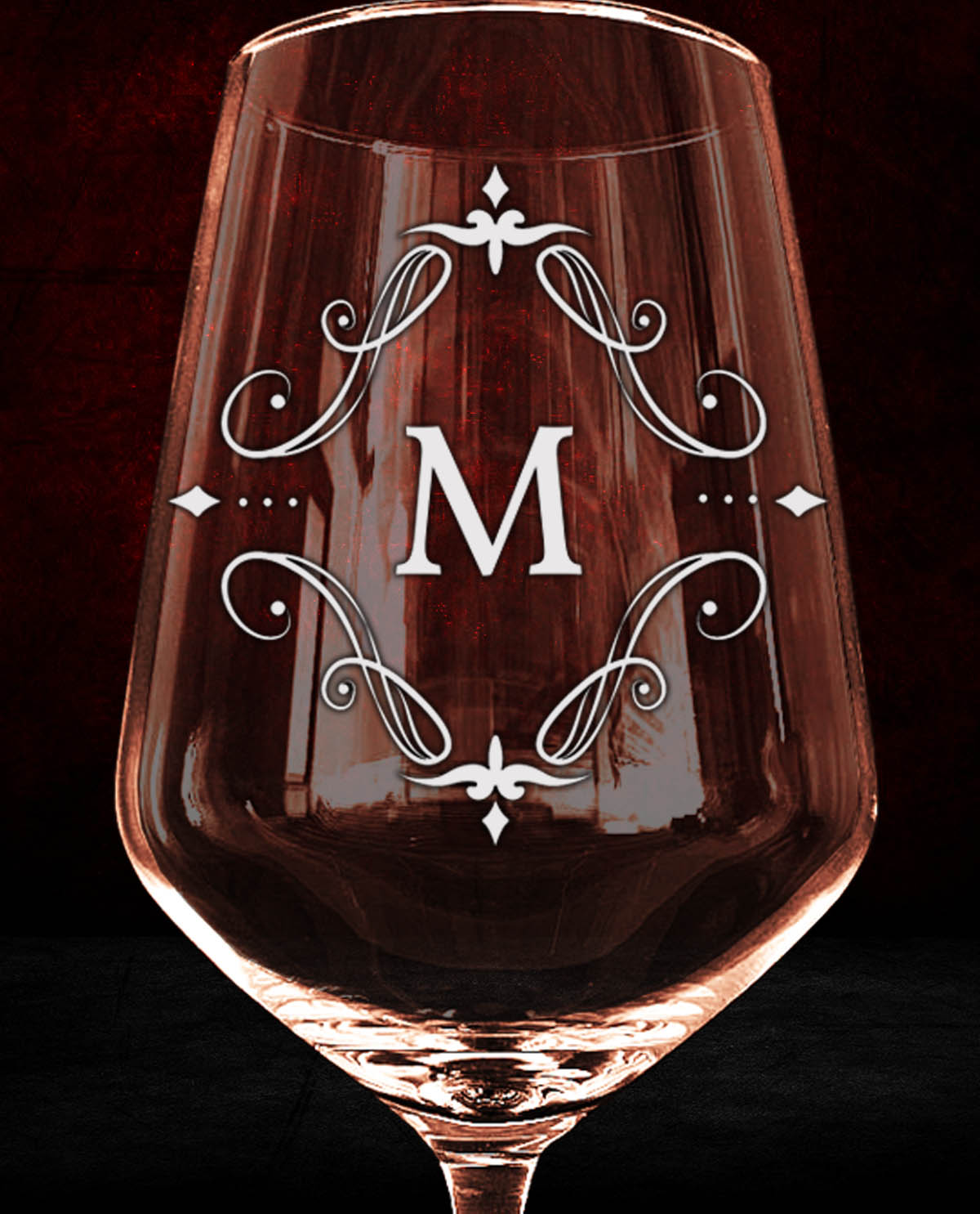 Set de 2 copas de Vino Personalizadas Diseño Inicial Vintage