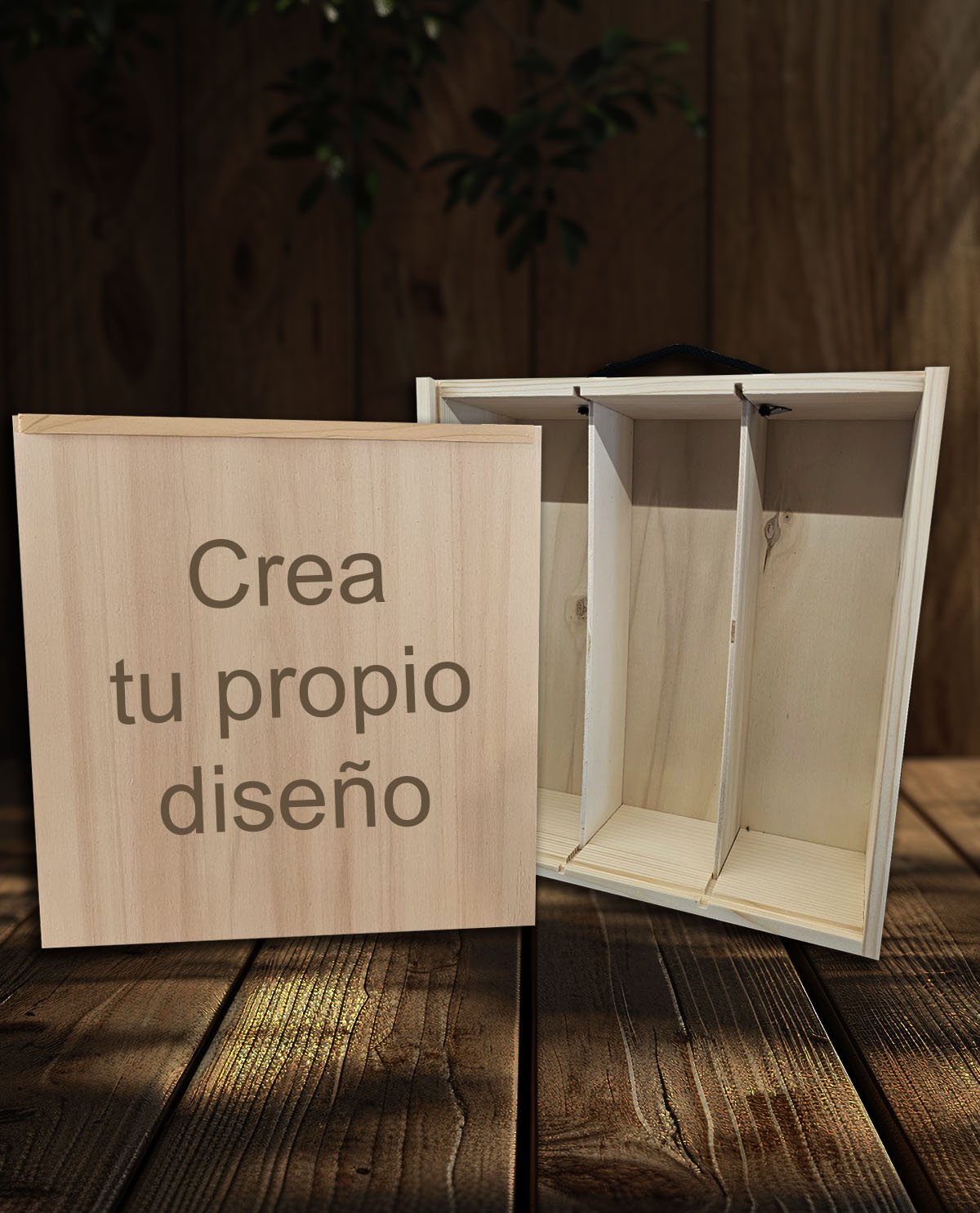 Caja de Madera Personalizada para 3 Botellas de Vino