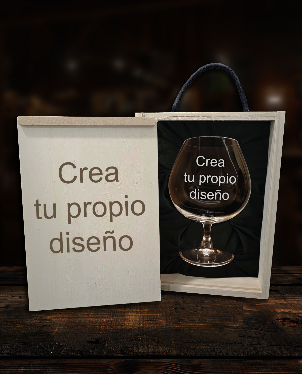 Copa de Coñac Bohemia Personalizada con Caja de Madera