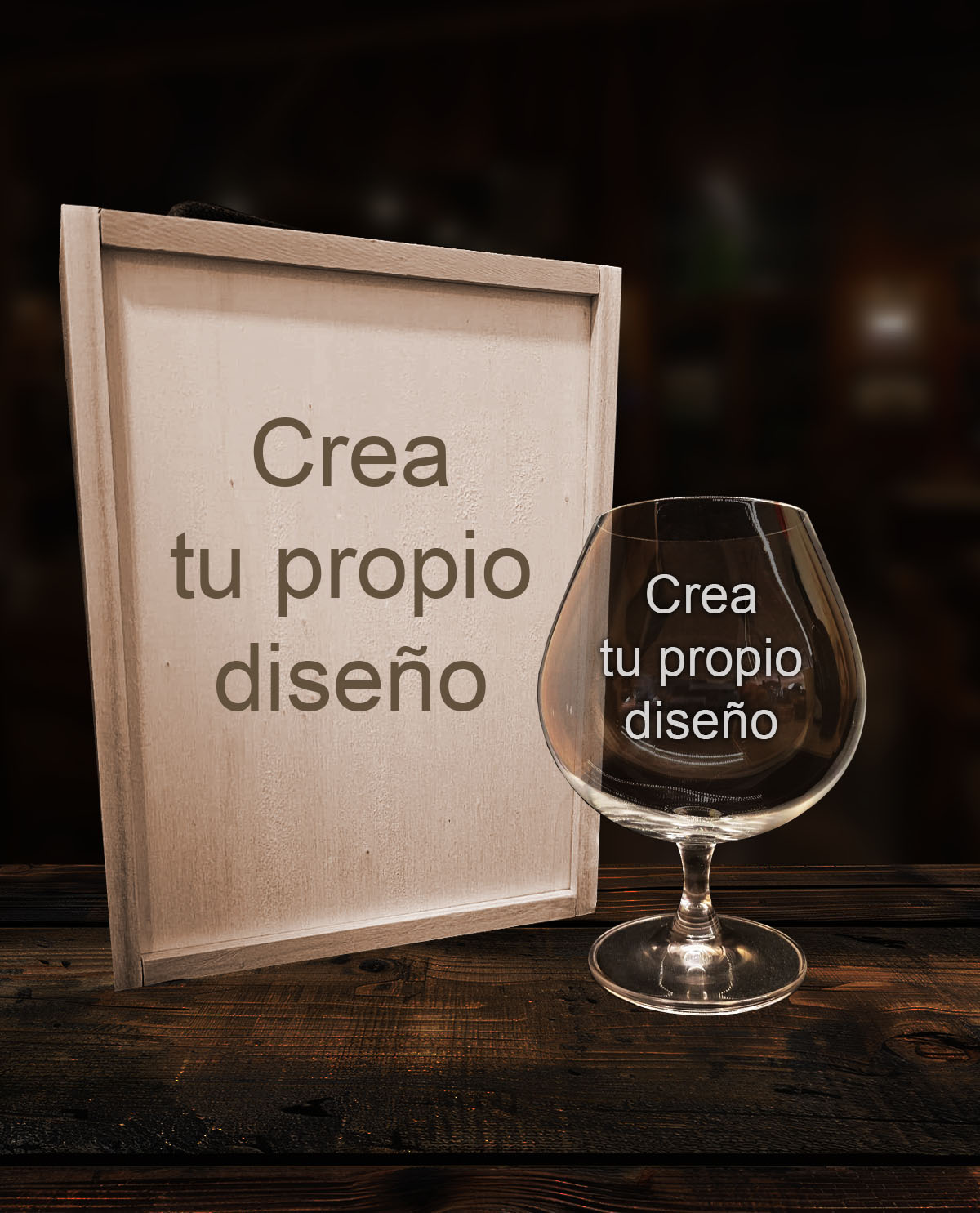 Copa de Coñac Bohemia Personalizada con Caja de Madera