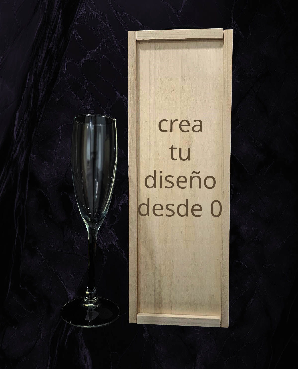 Caja con 1 copa de cava personalizada