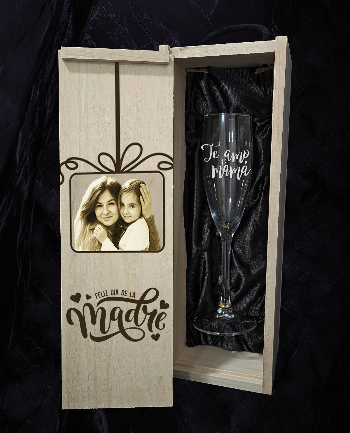 Caja con 1 copa de cava personalizado Diseño Día Madre Regalo