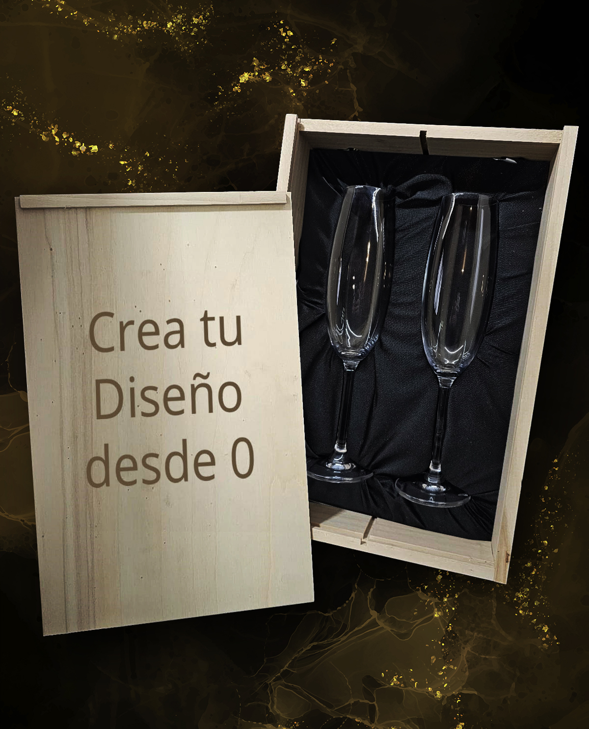 Caja con 2 Copas de Cava Cristal de Bohemia Premium Personalizadas