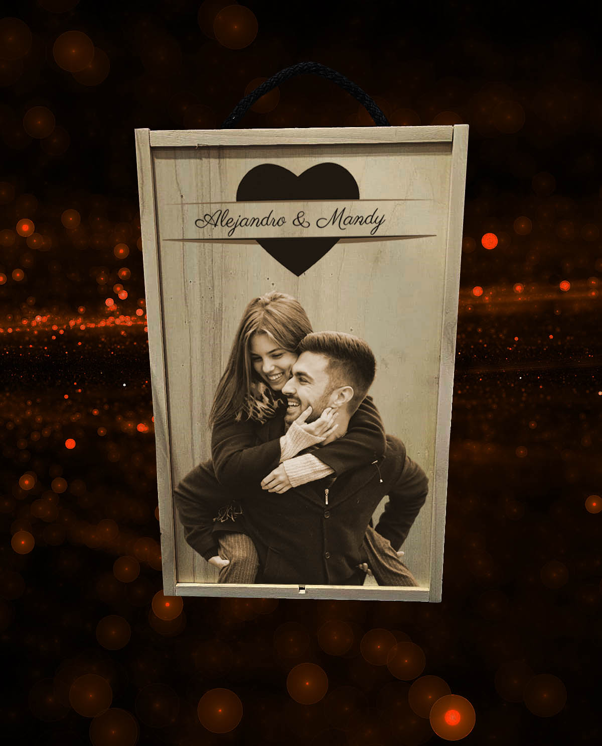 Caja con 2 Copas de Vino personalizadas modelo Carré 53cl Colección Exclusive con Corazón Envolvente