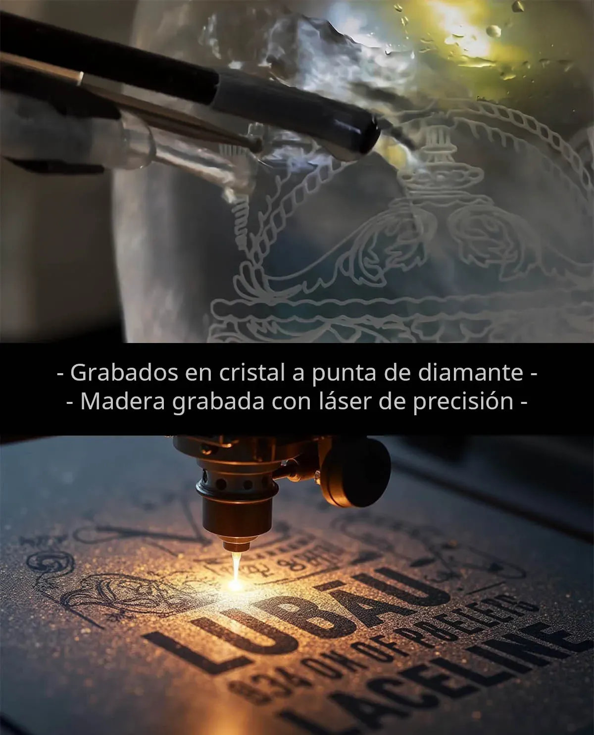 2 copas de vino de Cristal de Bohemia y decantador Premium Personalizadas