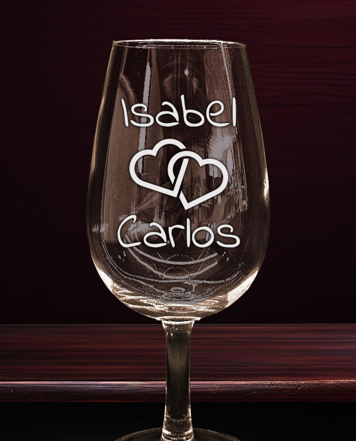 Catavinos Personalizado Diseño Corazones Entrelazados para Enamorados