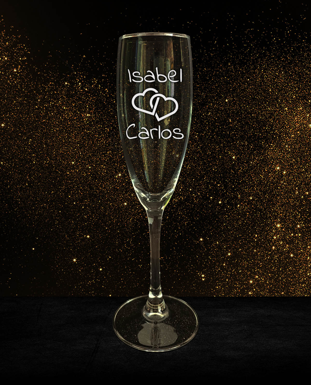 Copa de Cava Personalizada Diseño Corazones Entrelazados