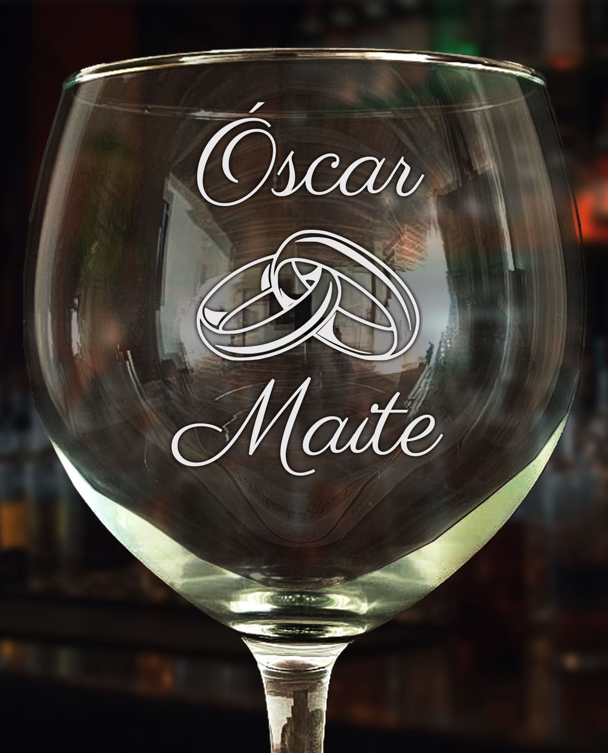 Copa de gintonic Personalizada Diseño Boda Alianzas Entrelazadas