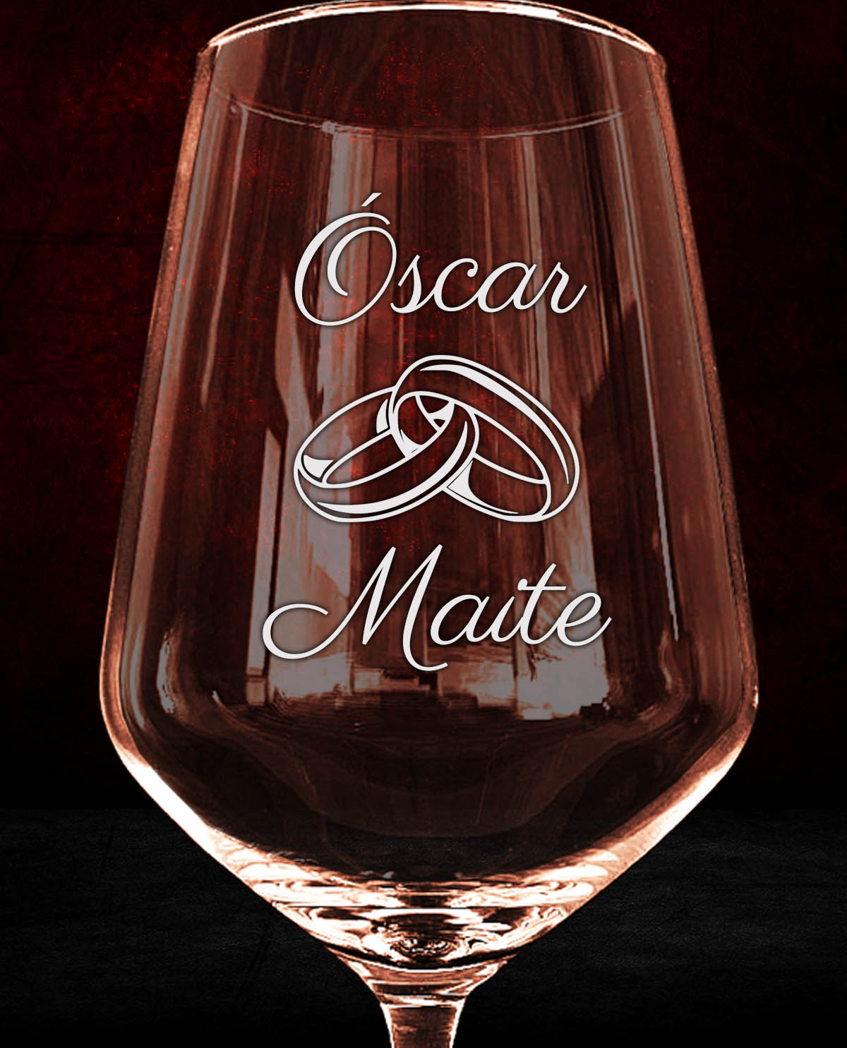 Copa de Vino Personalizada Diseño Alianzas Entrelazadas