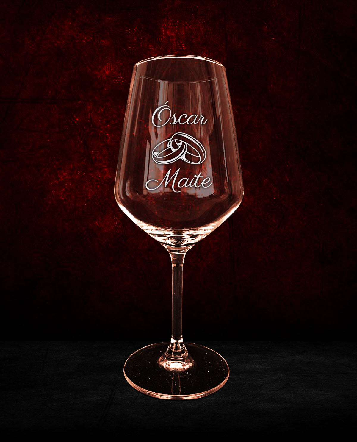 Copa de Vino Personalizada Diseño Alianzas Entrelazadas