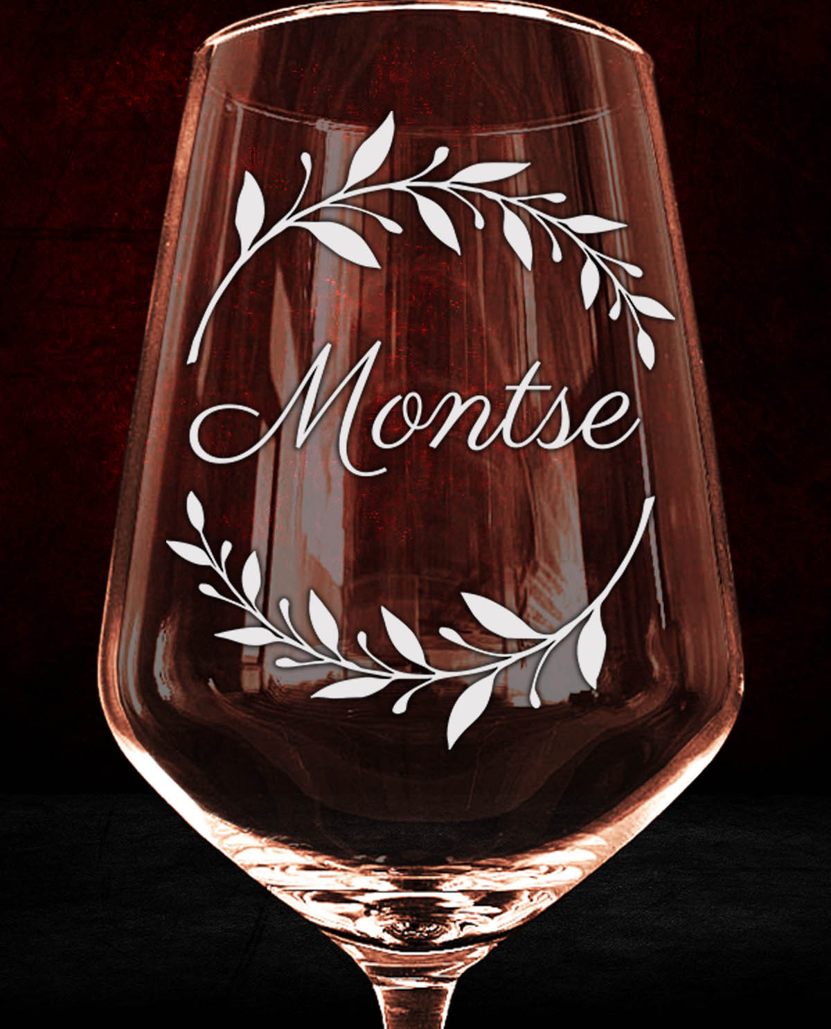 Copa de Vino Personalizada Diseño Corona de Laurel