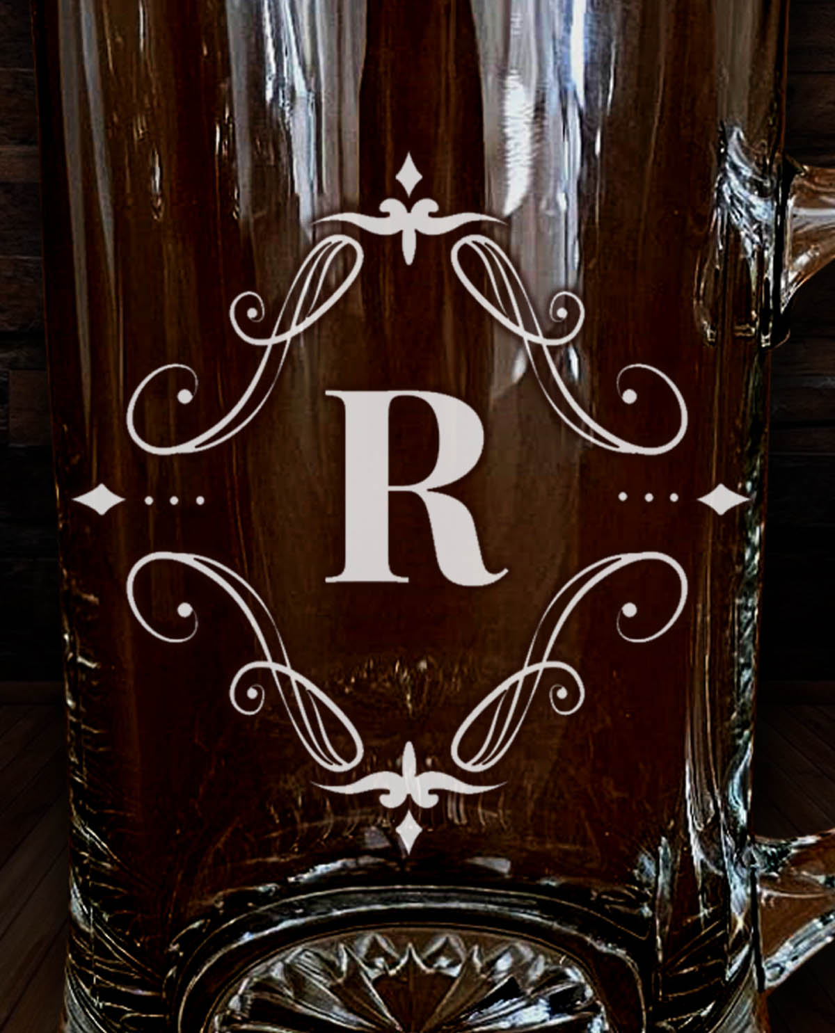 Jarra de cerveza personalizada Diseño Inicial Vintage