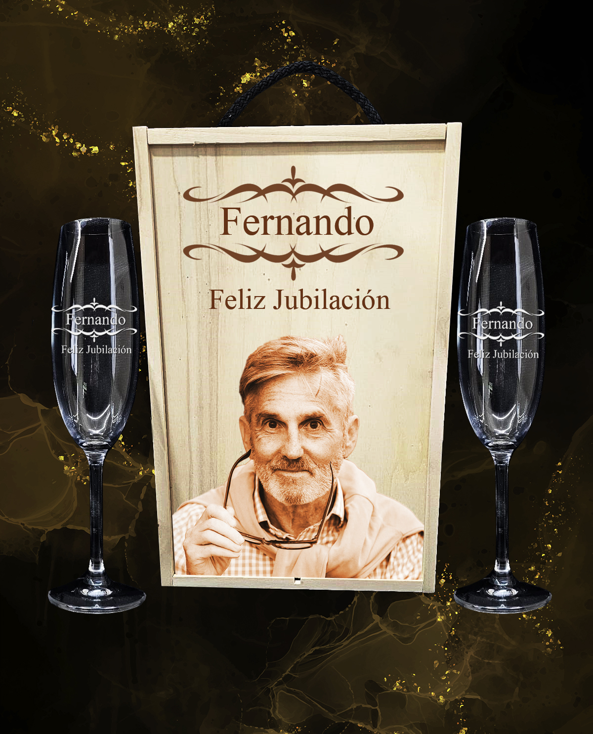 Caixa com 2 Copos de Espumante em Cristal da Boémia Premium Personalizados Design Presente Reforma Cenefas