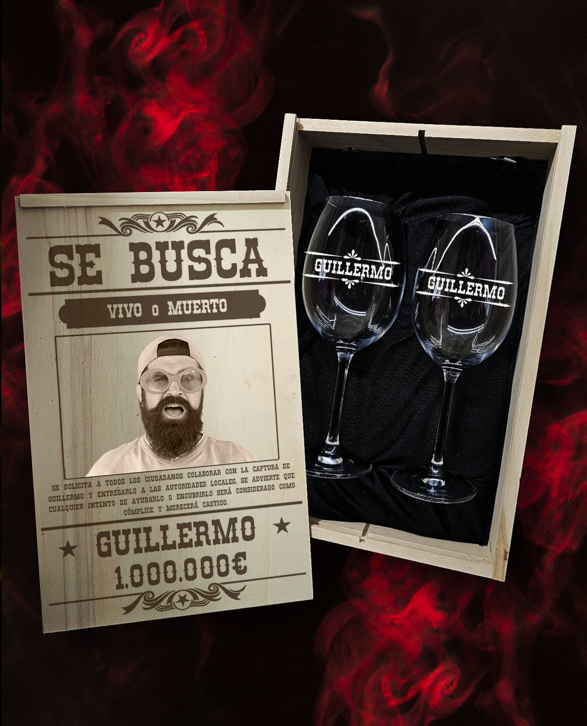 Caixa com 2 Copos de Vinho em Cristal da Boémia Premium Personalizados – Design Procura-se