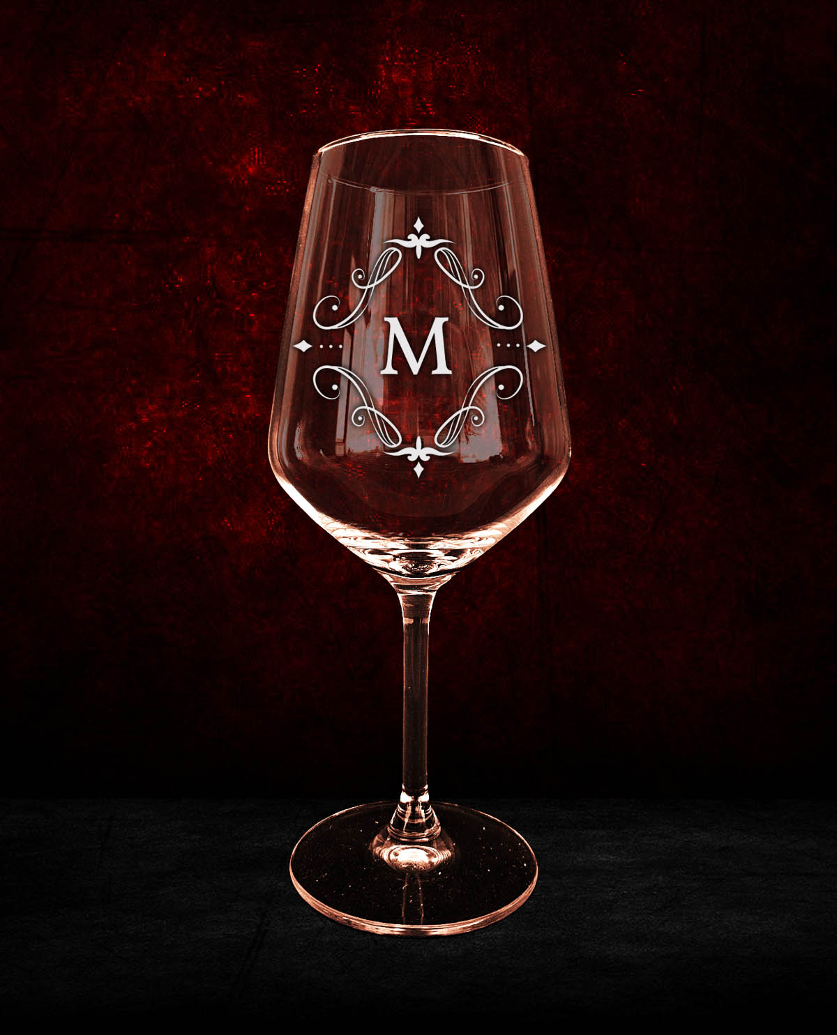 Copo de Vinho Personalizado Design Inicial Vintage